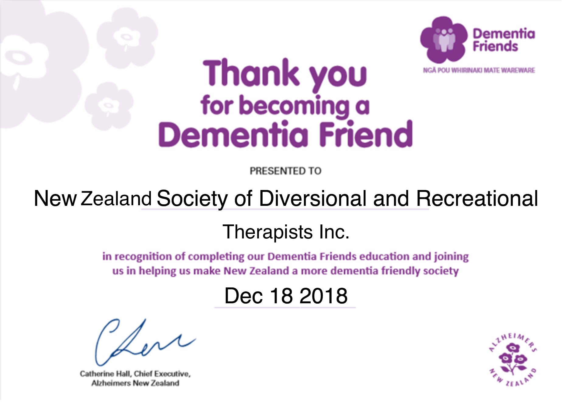 NZSDRT Inc. Dementia Friends