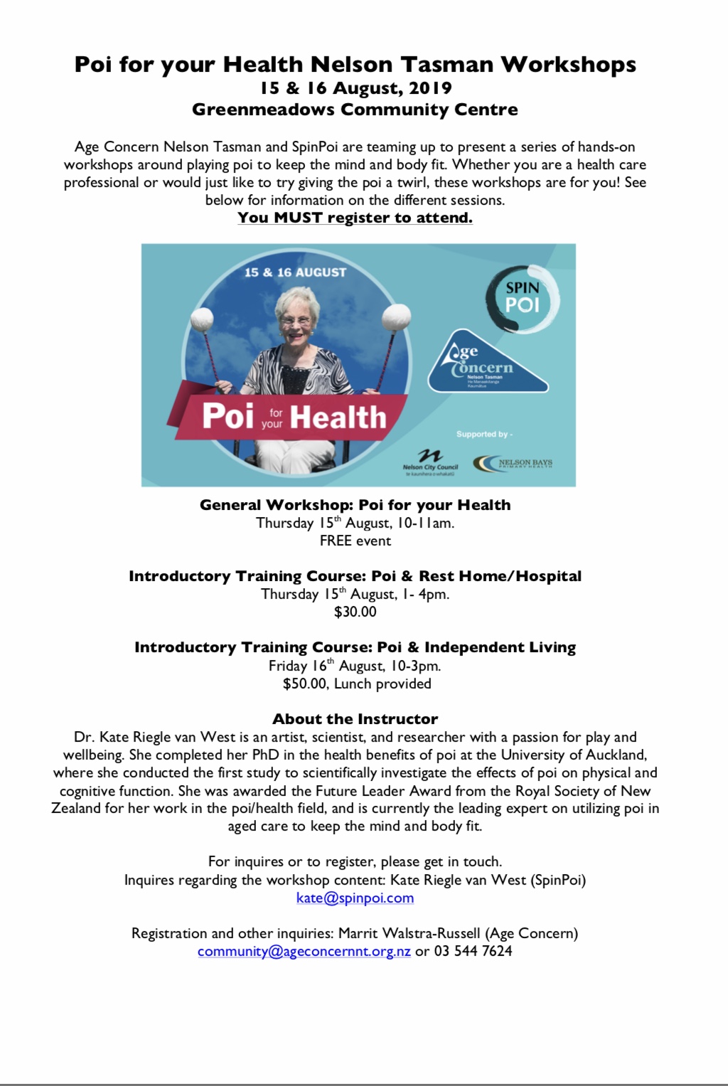 Poi For Your Health – Nelson-Tasman Workshops
