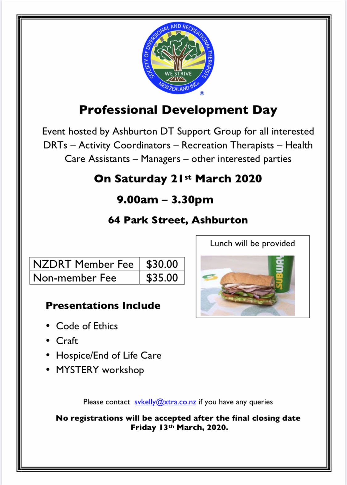 PROFESSIONAL DEVELOPMENT DAY  – Hosted by Ashburton DT Support Group