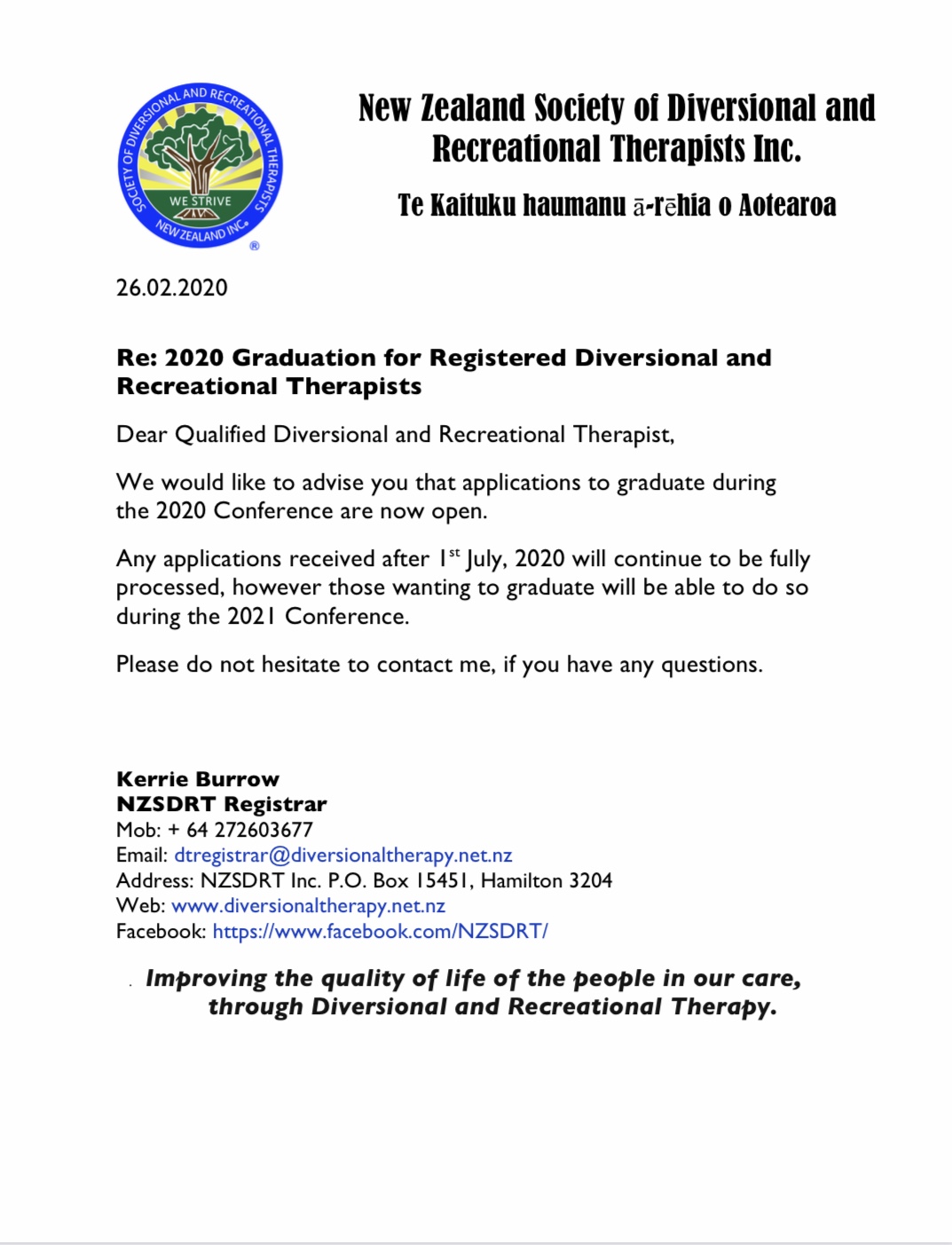 2020 Graduation for Registered DRTs